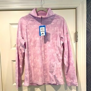 Columbia Quarter Zip Fleece Purple and White Jacket, Large